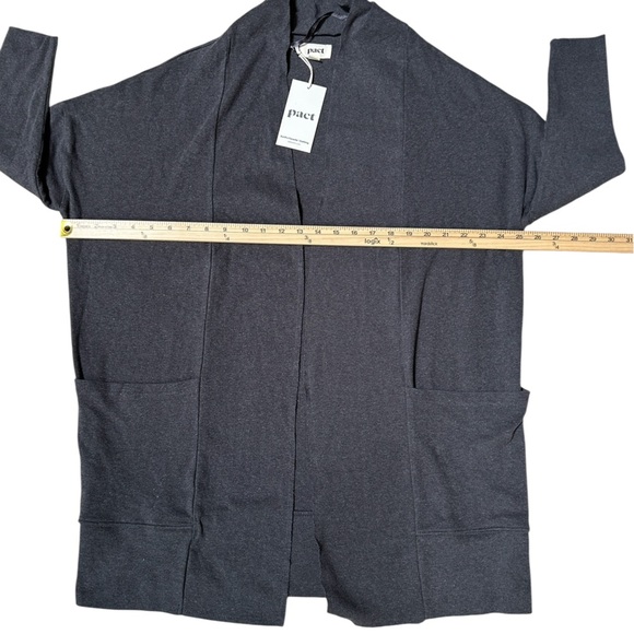 Pact Airplane Organic Cotton Long-Line Cardigan Grey Women’s XS NWT - Picture 7 of 9
